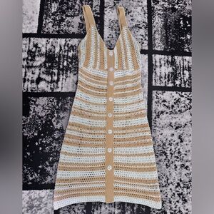 Striped Crochet Button-Up Dress